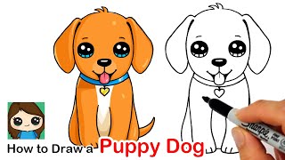 How to Draw a Puppy Dog 🦴 ❤️ [upl. by Neenaej]