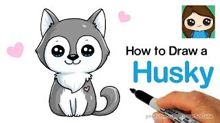 How to Draw a Husky Puppy Easy [upl. by Odella194]