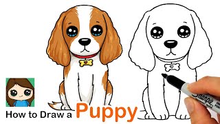 How to Draw a Cocker Spaniel Puppy Dog Easy [upl. by Gnohc606]