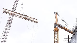 Disassembly of a tower crane as seen from below  We bid farewell to tower crane 2 [upl. by Hailahk]