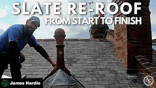 SLATE REROOF FROM START TO FINISH [upl. by Nneb30]