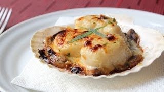 Coquilles St Jacques  Creamy Scallop amp Mushroom Gratin Recipe [upl. by Okomom]