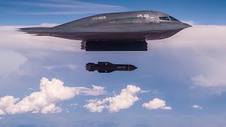 B2 Spirit Stealth Bomber Drops GBU57AB Massive Ordnance Penetrator MOP [upl. by Kcirdla649]