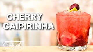 How To Make a CHERRY CAIPIRINHA  1Minute Cocktail Recipes [upl. by Yaffit562]