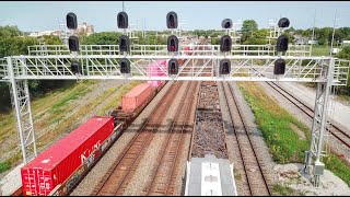 Drone View of Elkhart Signal Bridge and Erie Heritage Unit  91520 [upl. by Rosanna]