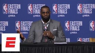 LeBron James shows off photographic memory recalls Celtics’ late rally in Game 1 vs Cavs  ESPN [upl. by Hesler172]