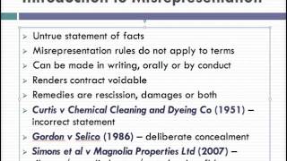 Misrepresentation Lecture 1 of 4 [upl. by Marvin372]