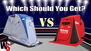 Which Should You Get Comparing Ice Shelters The Eskimo Wide 1 Inferno VS Clam Kenai Pro Thermal [upl. by Ringsmuth]