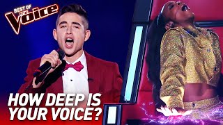 TOP 10  Unbelievably LOW Voices in The Voice [upl. by Danna]